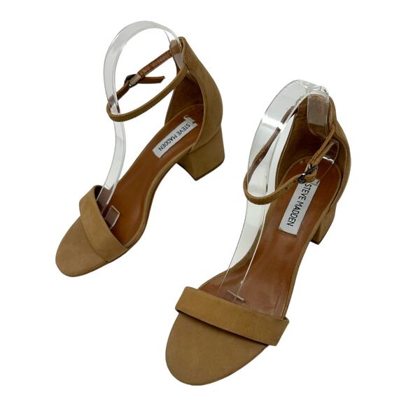 Steve Madden Irenee Tan Suede Block Heel Sandals Size 6.5 - Picture 3 of 8